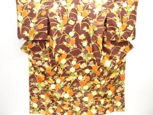 秋草に蝶模様付け下げ小紋着物